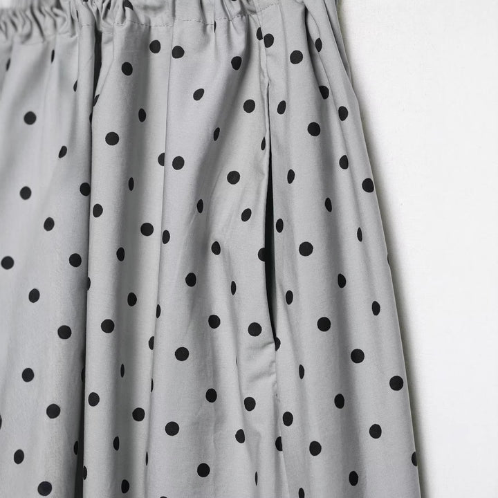 Women Midi Skirt with elastic waistband, pleated look and polka dot pattern Mune Fashion
