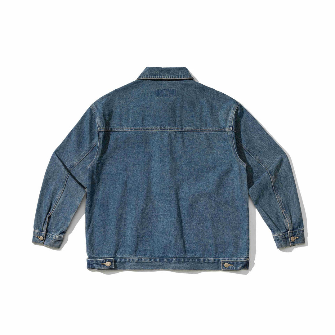 Unisex Robustess Denim Workwear Blouson with Shirt Collar and Large Flap Pockets Mune Fashion