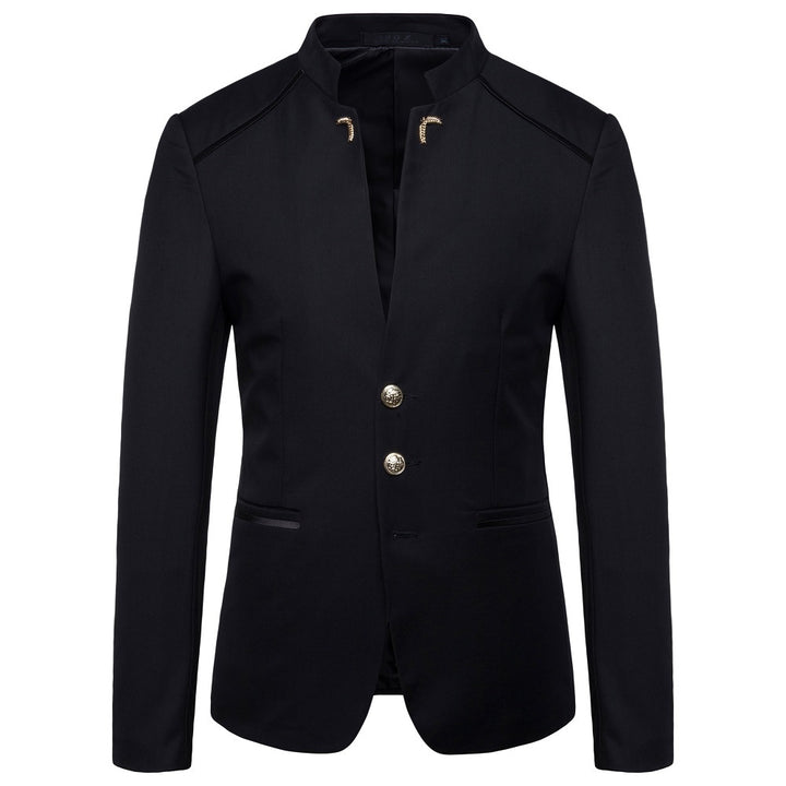 Men's slim-fit jacket with stand-up collar and decorative buttons Mune Fashion