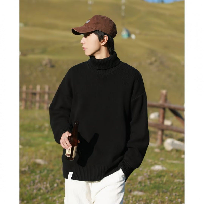 Women Oversized Turtleneck Sweater made of soft cotton blend with ribbed cuffs and extended hem Mune Fashion