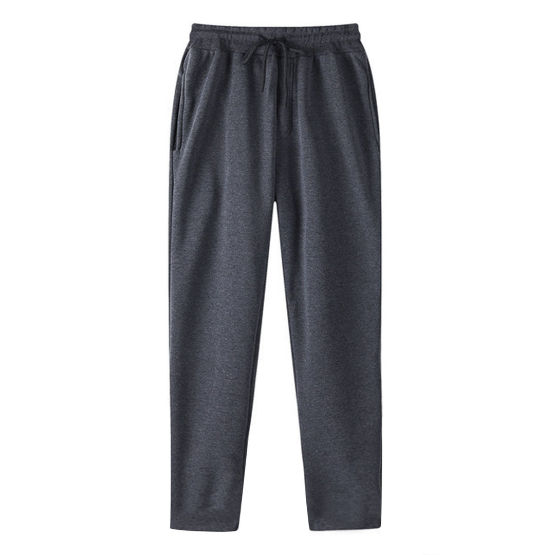 Men's straight-cut sweatpants made of mottled cotton blend with elastic waistband, drawstring, and side pockets Mune Fashion