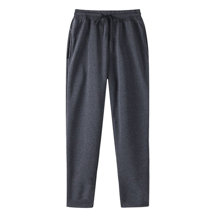 Men's straight-cut sweatpants made of mottled cotton blend with elastic waistband, drawstring, and side pockets Mune Fashion