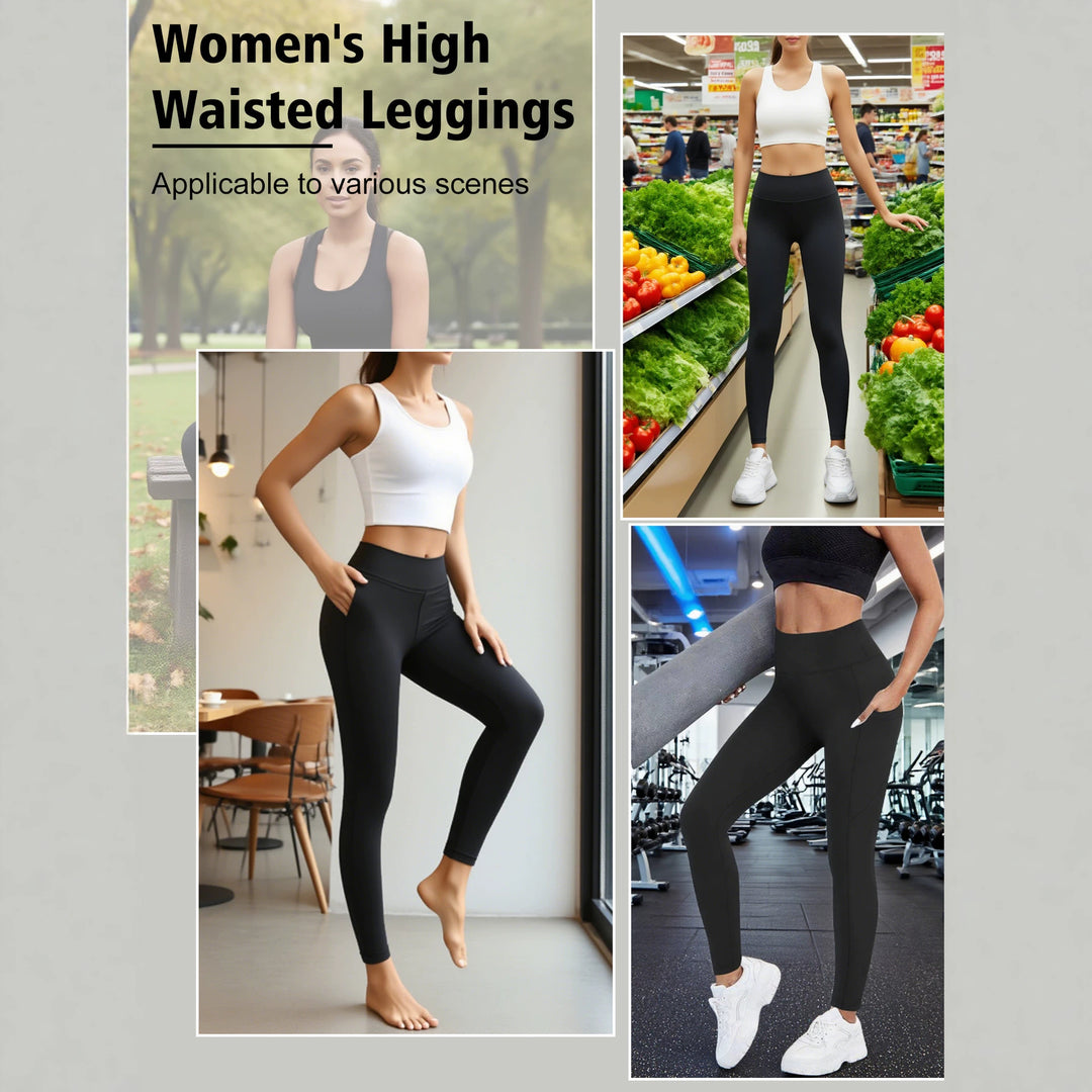 Women's High-Waist Sport Leggings with Side Phone Pocket and Shaping Compression Fabric Mune Fashion