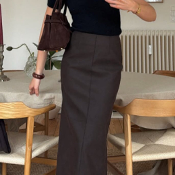 Women Two-Piece Tailoring Set with Cropped Blazer and High-Waisted Pencil Midi Skirt Mune Fashion