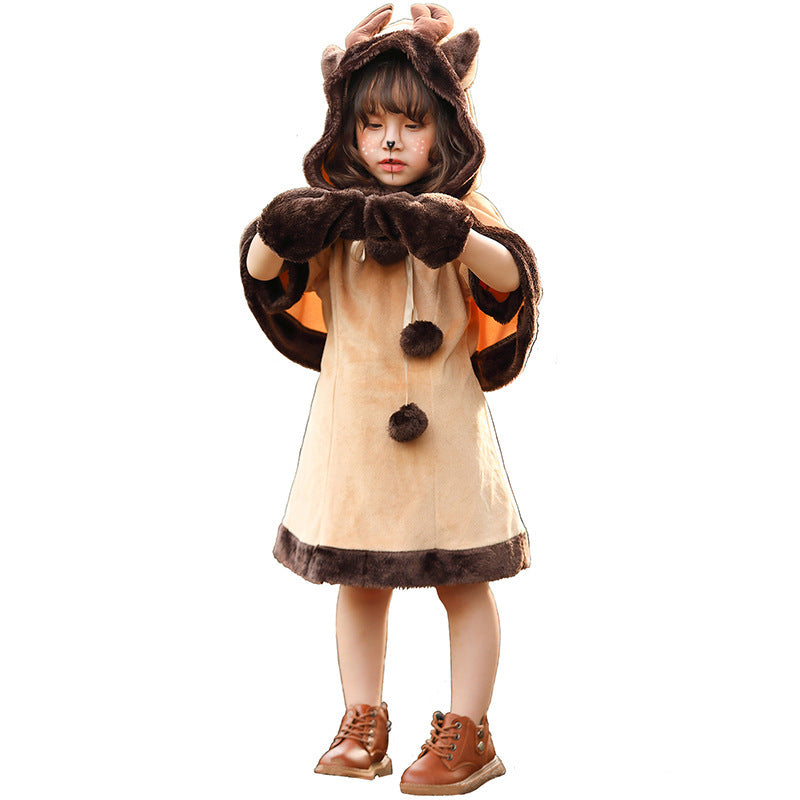 Girl's hoodie costume with animal look and fluffy material Mune Fashion