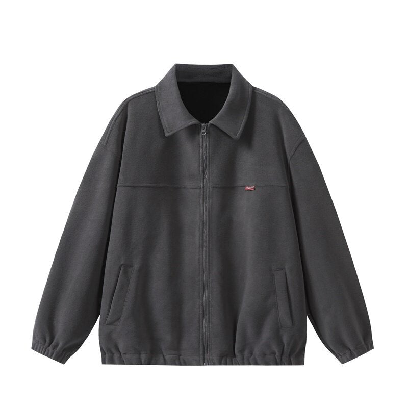 Unisex fleece blouson jacket in boxy cut with shirt collar, full zip and elastic hem Mune Fashion