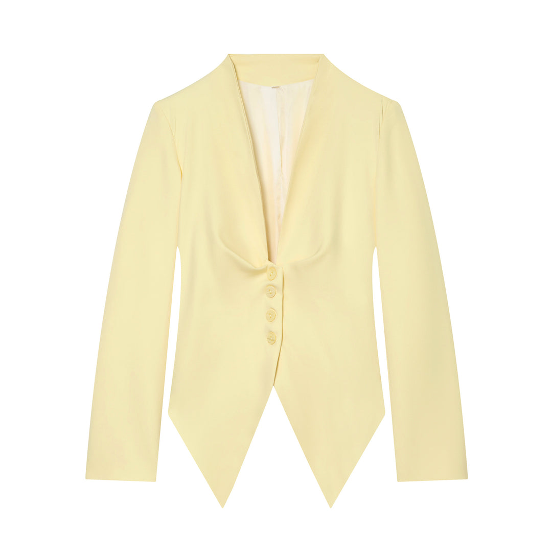 Women's tailored blazer with pointed peplum and deep V-neck Mune Fashion