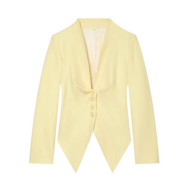 Women's tailored blazer with pointed peplum and deep V-neck Mune Fashion