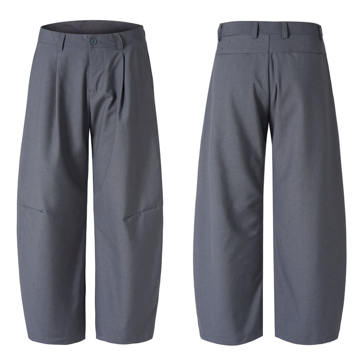 Men's Ultra Wide Pleated Trousers with Low Crotch and Flowing Twill Quality Mune Fashion