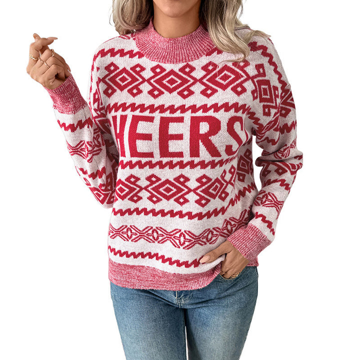 Women's Playful Knit Sweater with Christmas Motif Mune Fashion