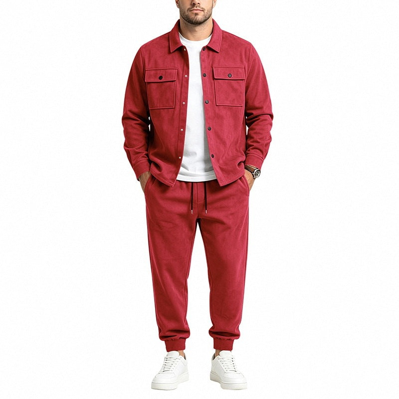 Men's Two-Piece Utility Leisure Set with Overshirt Jacket and Jogging Pants Mune Fashion