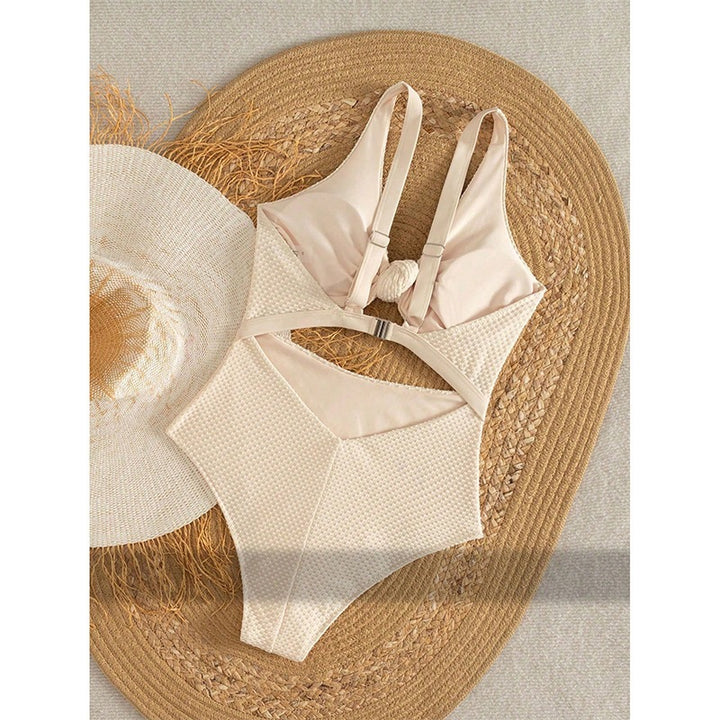 Women's One-Piece Swimsuit with Stylish Knot Design and High Cut Leg Mune Fashion