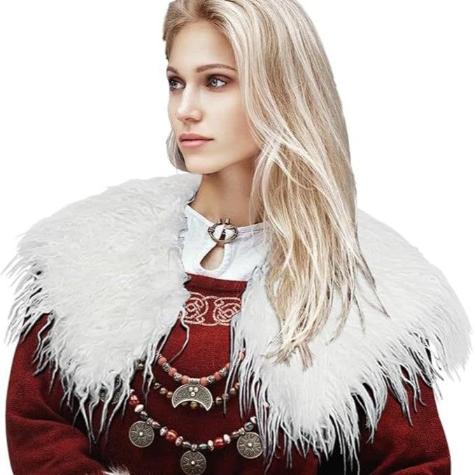 Ladies' shoulder stole made of long-fiber artificial fur with dramatic shaggy collar Mune Fashion