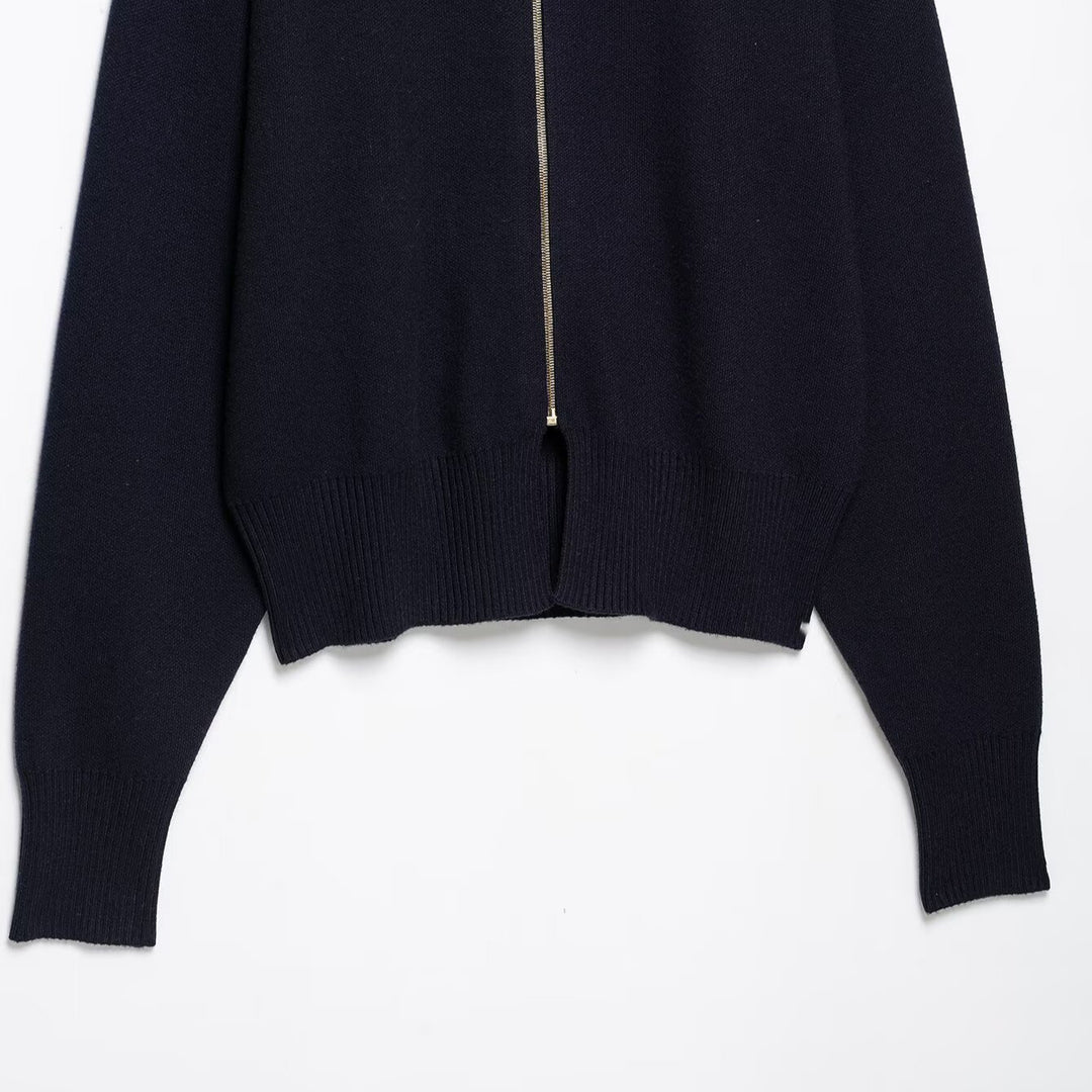 Women's Cropped Cardigan with Stand-up Collar and Full Zip Mune Fashion