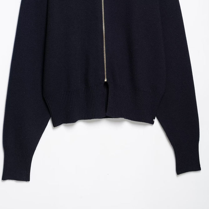 Women's Cropped Cardigan with Stand-up Collar and Full Zip Mune Fashion