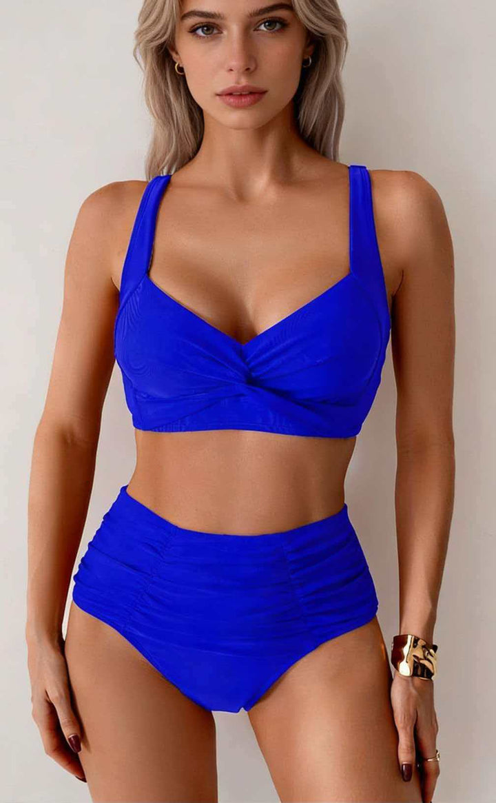 Women's High-Cut Bikini Set with Twist Top Mune Fashion