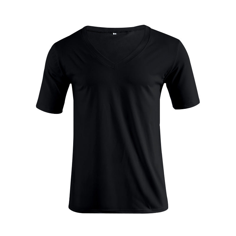 Men's V-neck T-shirt made of fine jersey with slim silhouette and flat seams Mune Fashion