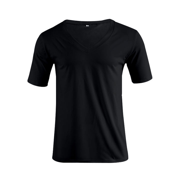 Men's V-neck T-shirt made of fine jersey with slim silhouette and flat seams Mune Fashion