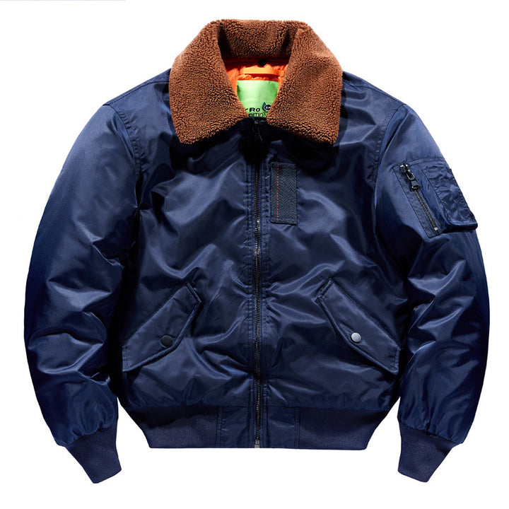 Men's  Sherpa-Collar Insulated Pilot Bomber with Sleeve Utility Pocket Mune Fashion