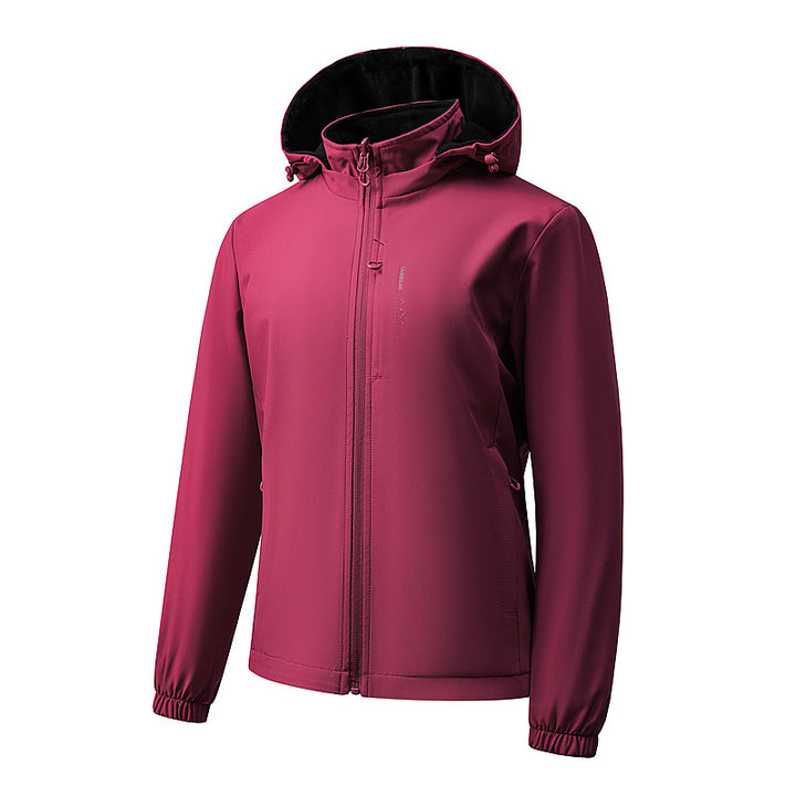 Women's lightweight waterproof softshell jacket with hood and chest zipper pocket Mune Fashion