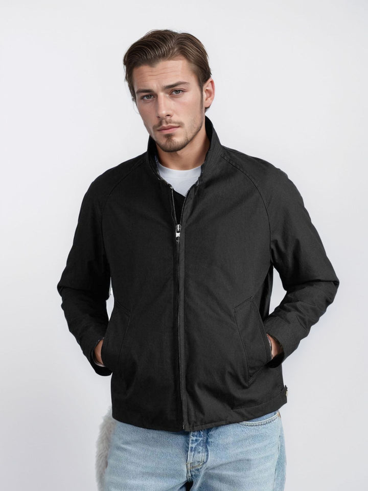 Men's Lightweight Bomber Jacket with Cord Collar and Zipper Mune Fashion
