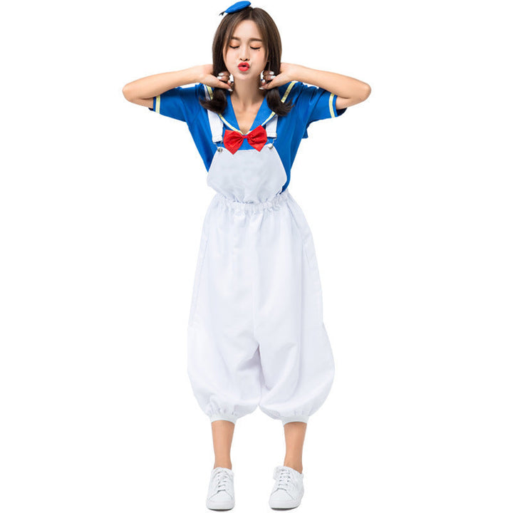 Girl's sailor suit with shimmering collar and playful waistband Mune Fashion