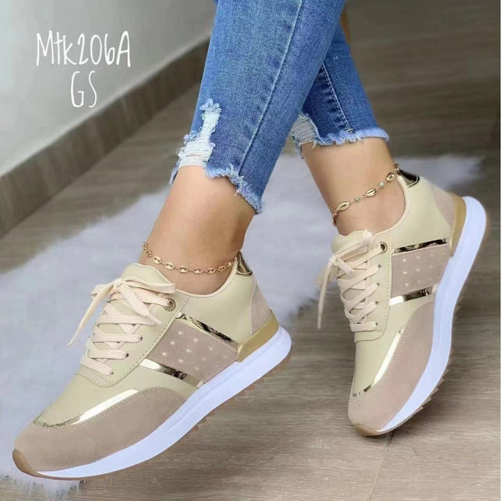 Women's Trendy Platform Sneakers with Metallic Accents and Padded Comfort Sole Mune Fashion