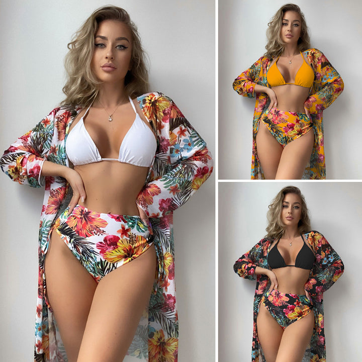 Women's High-Waisted Bikini with Floral Cover-Up Mune Fashion