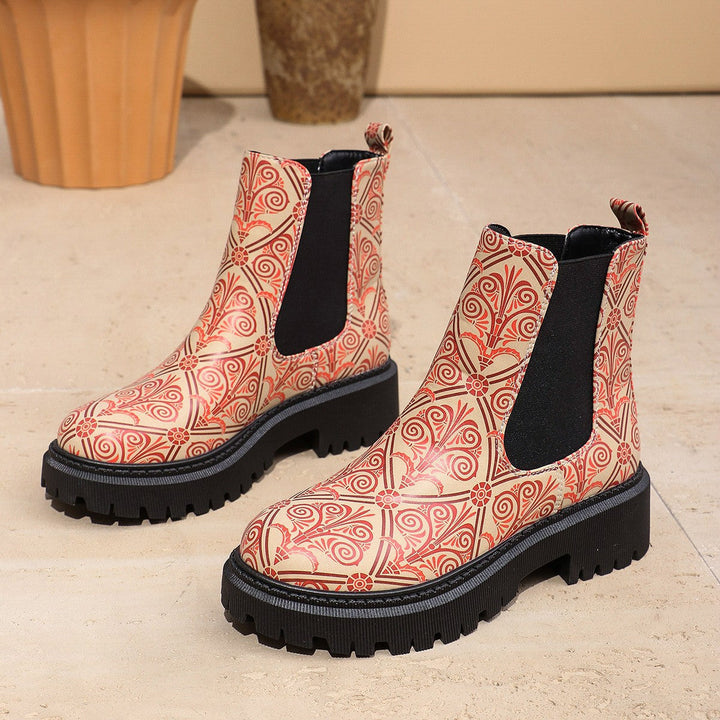 Women's Chelsea Boots with Trendy Pattern and Slip-Resistant Sole Mune