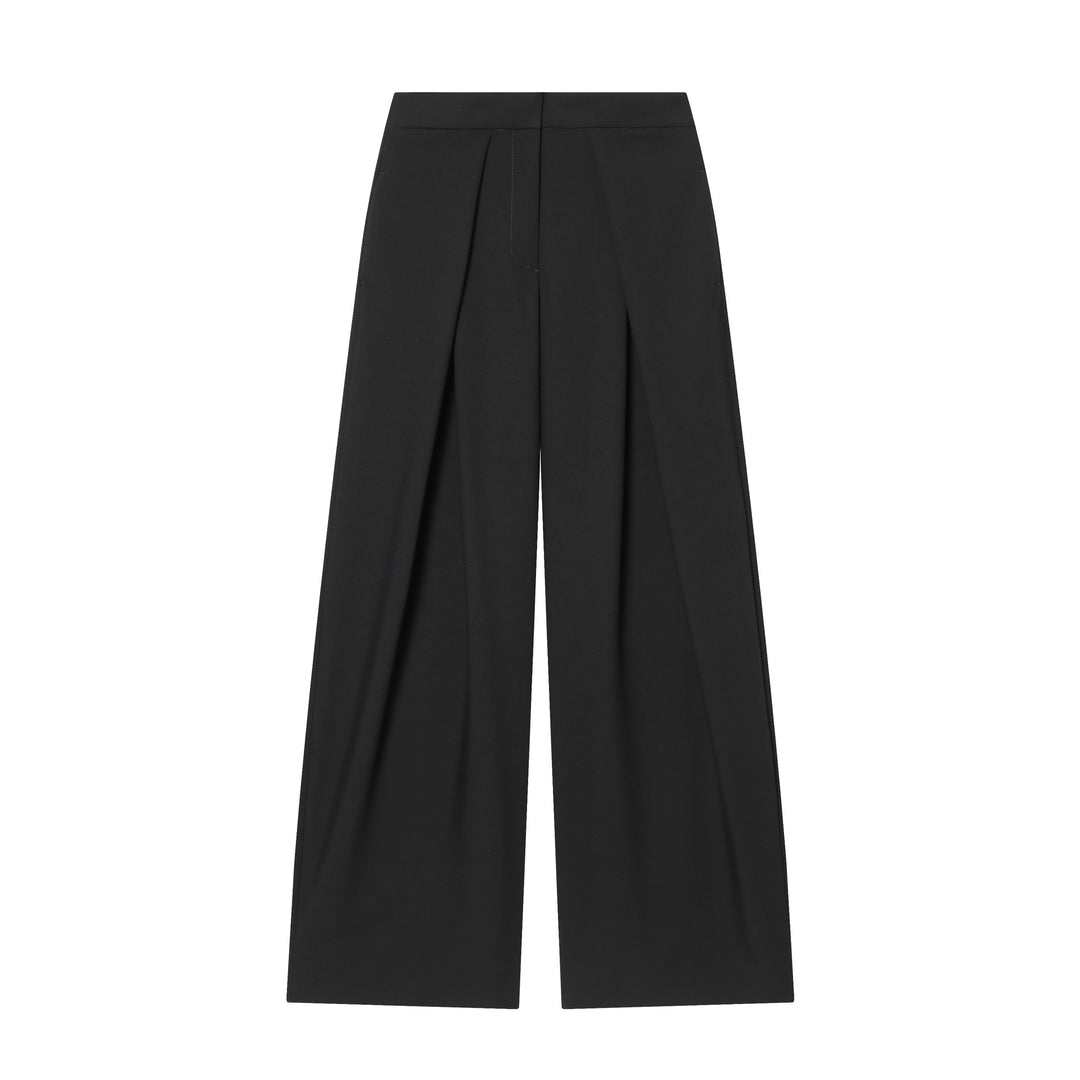 Women's high-waisted pleated trousers with wide leg and prominent front pleats Mune Fashion