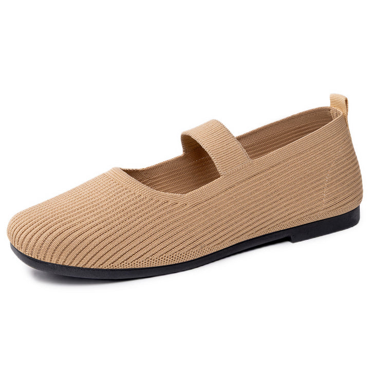 Women's knitted Mary Jane slipper with elastic strap, seamless sock entry and cushioning comfort sole Mune Fashion