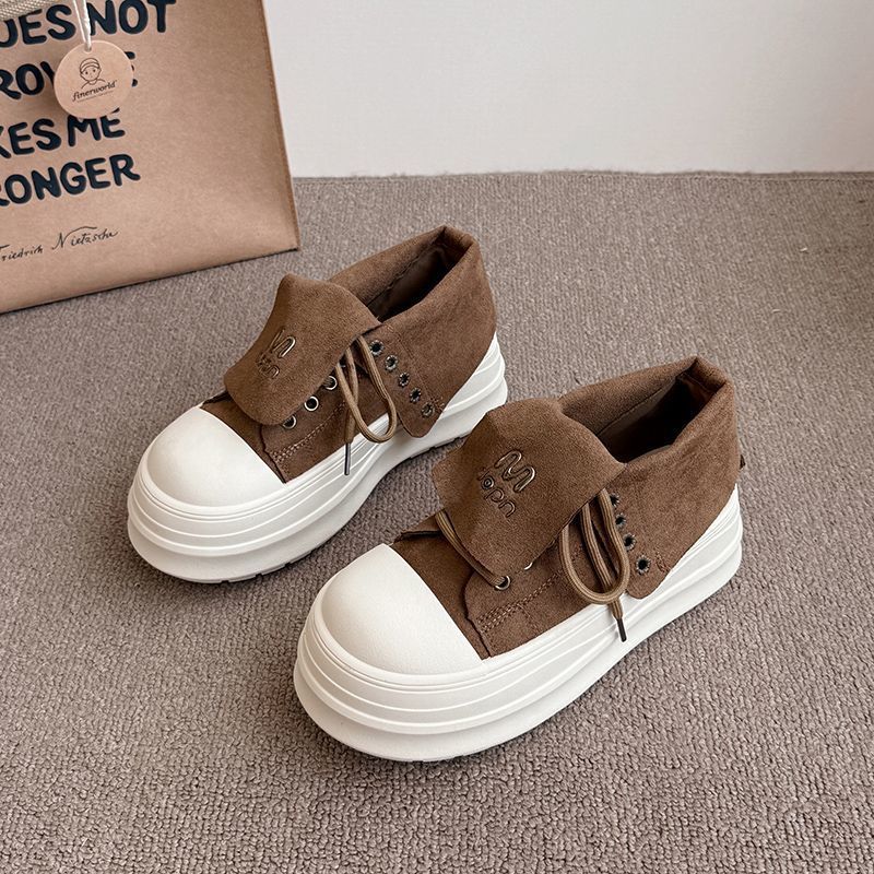 Women's High-Top Sneakers with Fashionable Suede and Sturdy Platform Mune Fashion