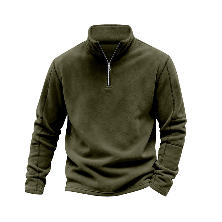 Men's lightweight fleece pullover with half zipper and stand-up collar Mune Fashion