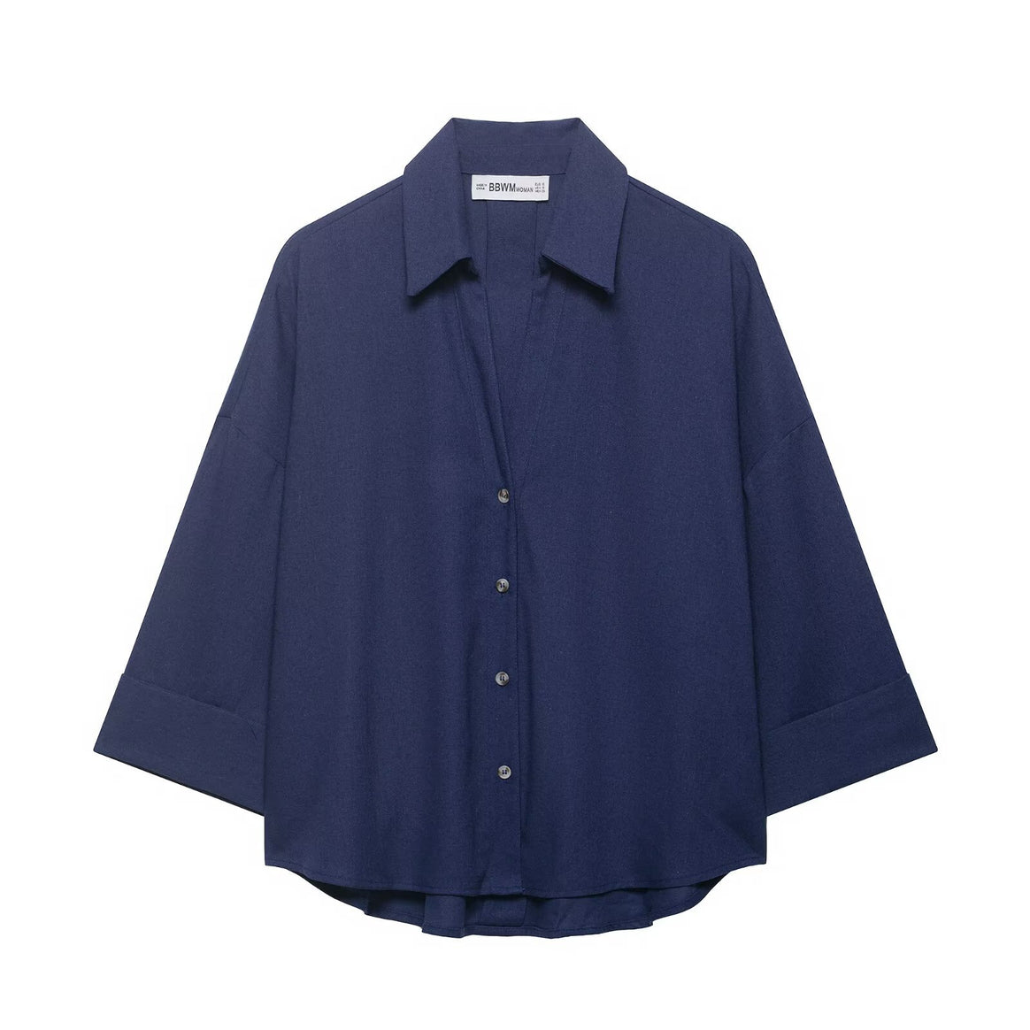 Women Oversized Shirt Blouse with Boxy Silhouette, Wide Kimono Sleeves and Rounded Hem Mune Fashion