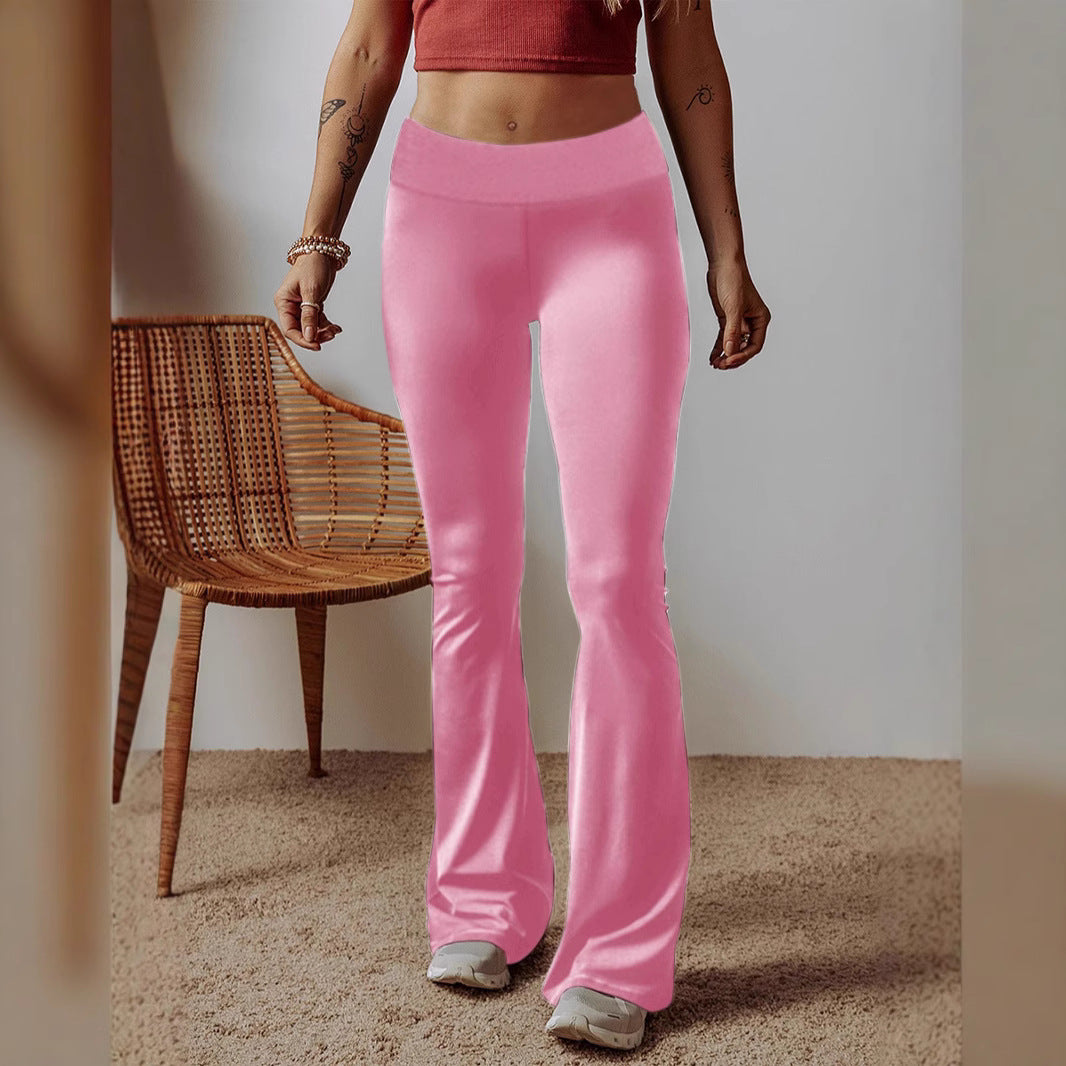Women High-Waist Flare Pants made of Stretch Jersey with Wide Flare Mune Fashion