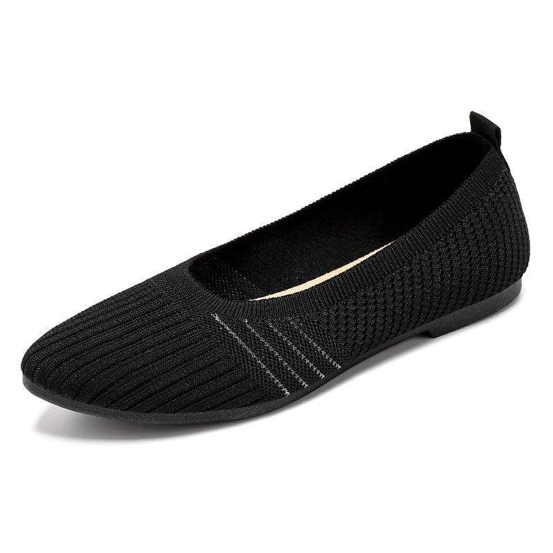 Women's knitted ballerina slip-on with sock-like shaft, memory comfort insole, and flexible non-slip outsole Mune Fashion