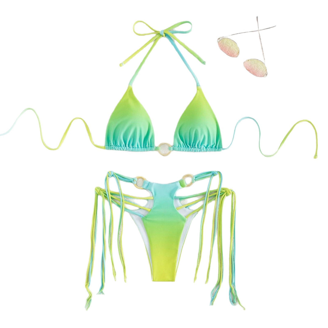 Women's triangle bikini with fashionable lace-up look and shimmering ring details Mune Fashion