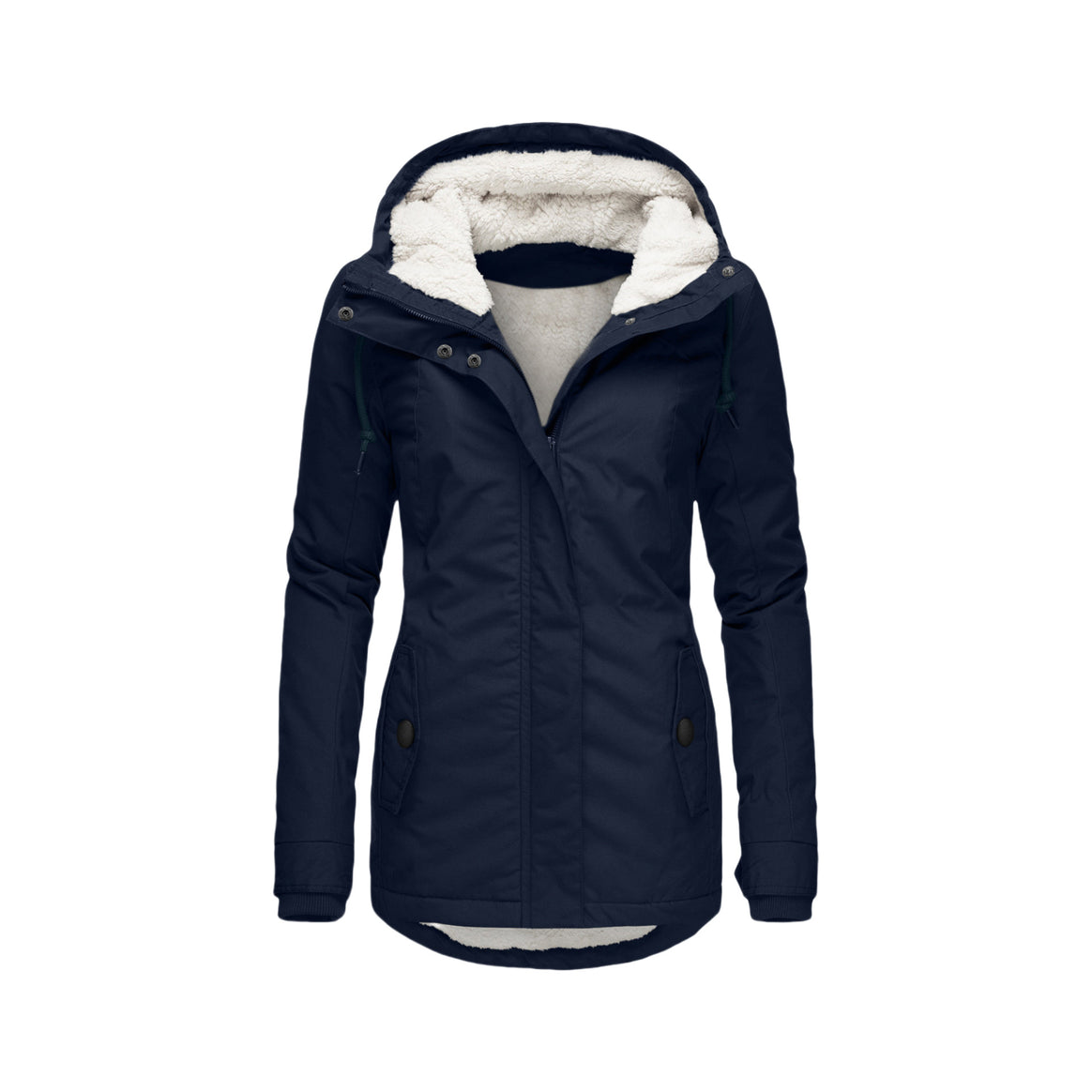 Women's Water-Repellent Parka with Teddy Lining, Hood and Tailored Fit Mune Fashion