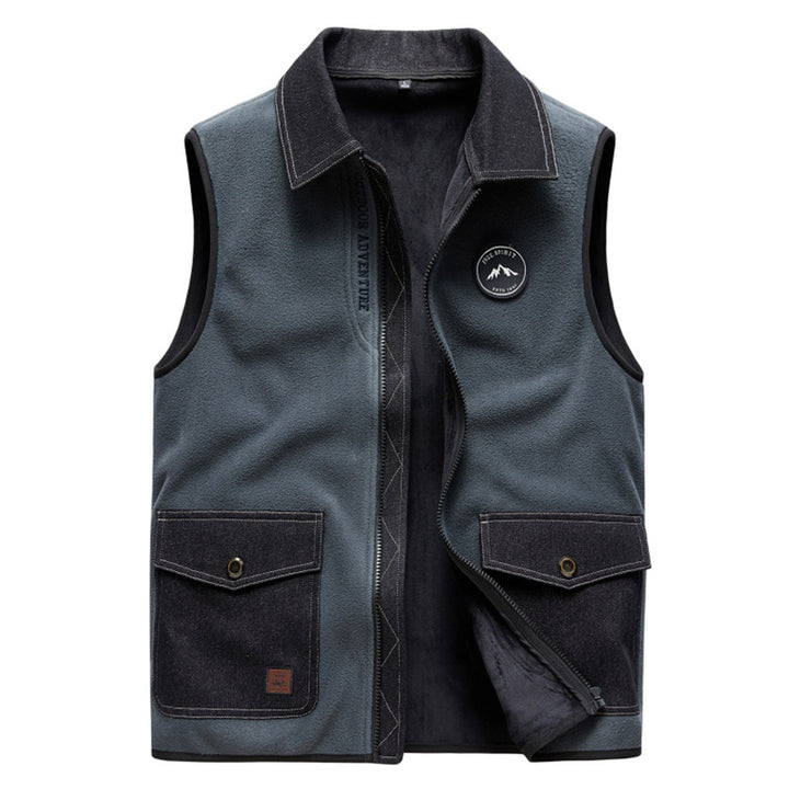 Men's fleece vest in utility look with shirt collar, zipper and flap pockets Mune Fashion