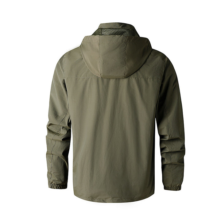Men's Ultralight All-Weather Outdoor Jacket with Hood Breathable Mesh Lining and Zippered Pockets Mune Fashion
