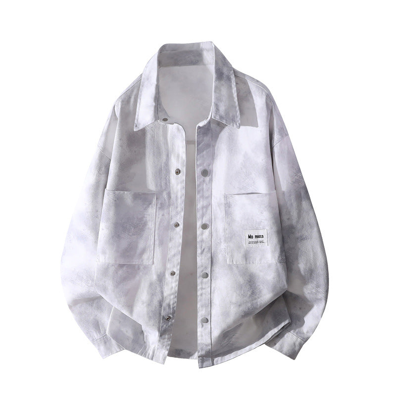 Unisex Oversized Shirt Jacket with Tie-Dye Effect, Snap Button Front and Chest Pockets Mune Fashion