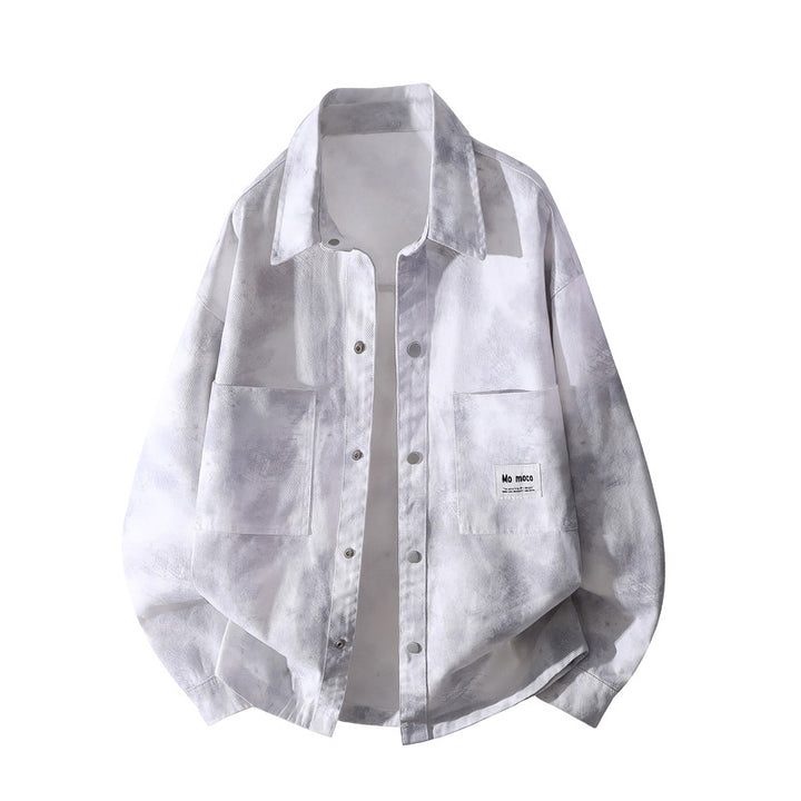 Unisex Oversized Shirt Jacket with Tie-Dye Effect, Snap Button Front and Chest Pockets Mune Fashion
