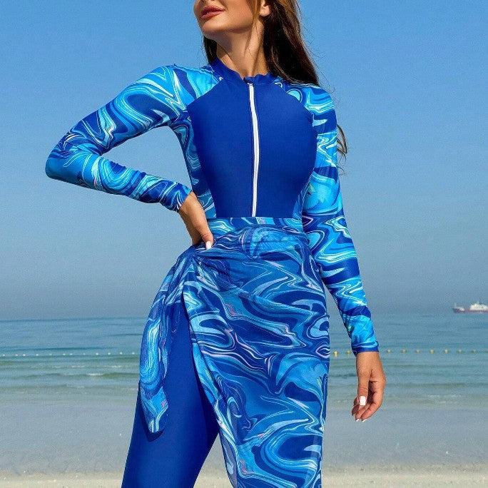 Ladies Sporty Bathing Suit with Elegant Wrap Skirt Mune Fashion