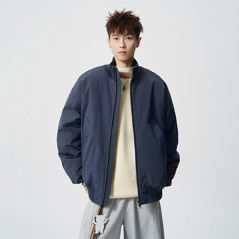 Men's Oversized Bomber Jacket with Padded Filling and Ribbed Hem Mune Fashion