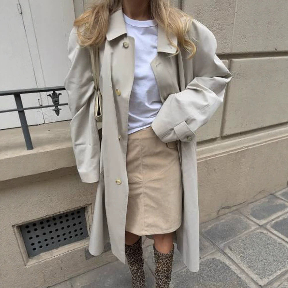 Women's mid-length trench coat in cocoon cut with belt and raglan sleeves Mune Fashion