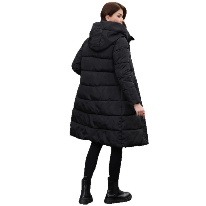 Women longer quilted hooded coat with thermal insulation Mune Fashion