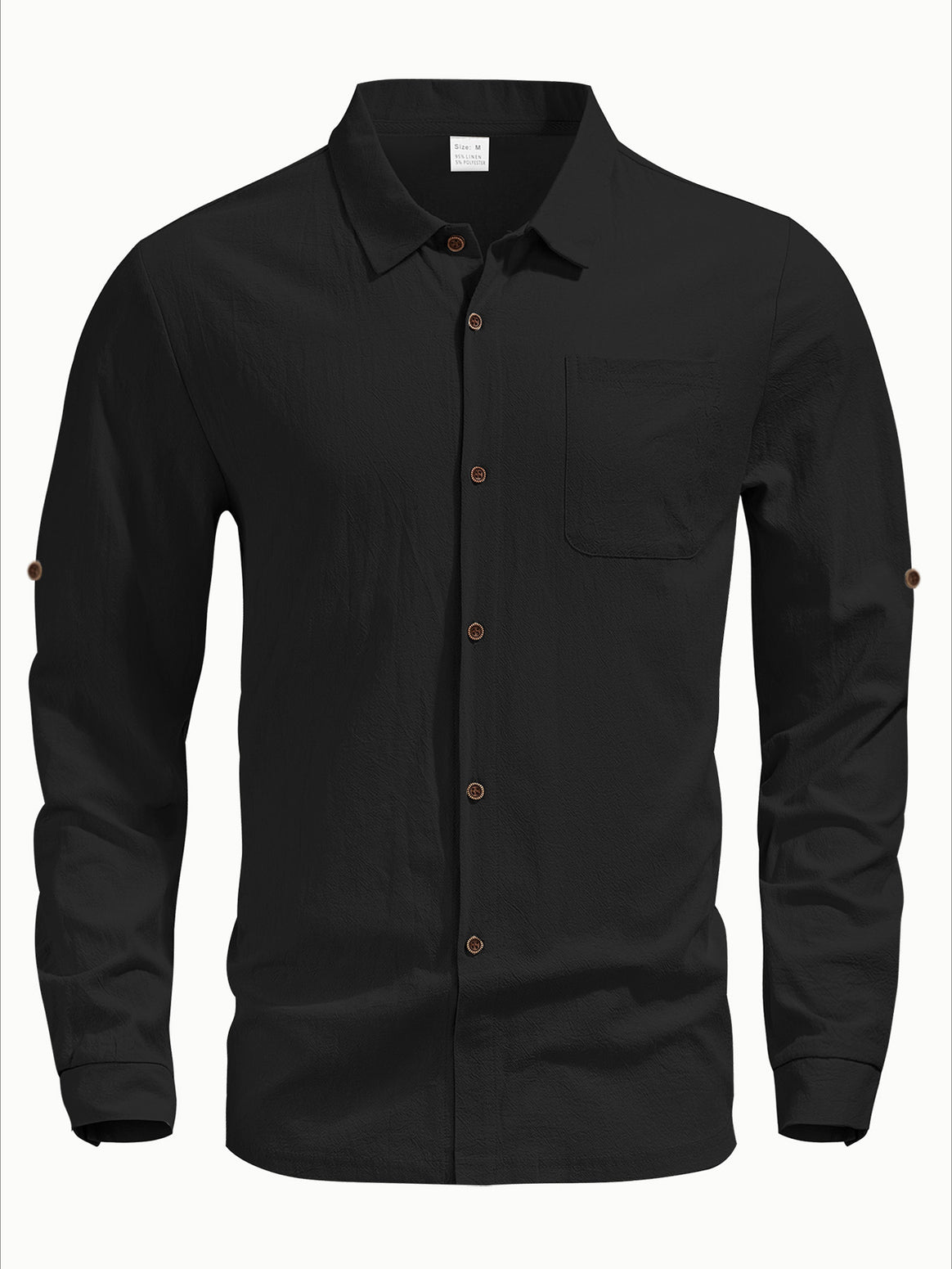Men's casual long-sleeve shirt with Kent collar, chest pocket, and sleeve strap Mune Fashion