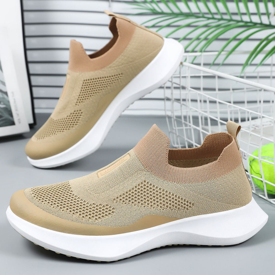Women's lightweight knit slip-on sneaker with sock-like shaft, elastic entry, and ergonomic memory platform sole Mune Fashion