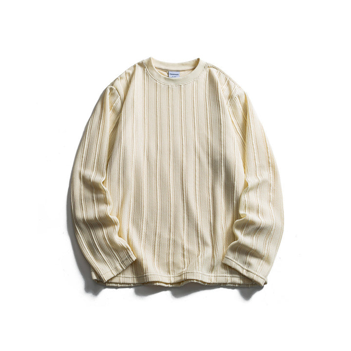 Unisex fine structure round neck pullover with vertical rib look and relaxed fit Mune Fashion