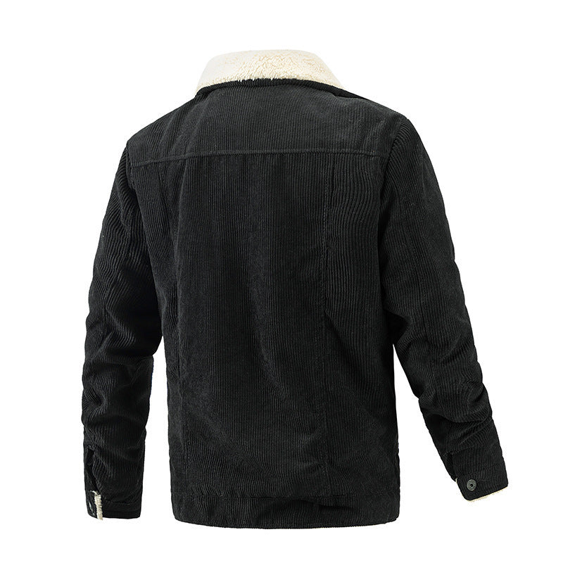 Men's cord jacket in trucker style with Sherpa lining and patch pockets Mune Fashion